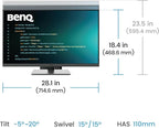 BenQ RD320U 32” 4K 3840x2160 Programming Monitor with 2000:1 Contrast Ratio, Nano Matte Panel, Backlight, 90W USB-C, Coding Modes, Night Hours Protection, Ergonomic Design, and Eye-Care Technology