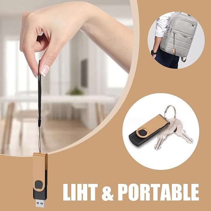 EASTBULL 1GB USB Flash Drive Bulk Thumb Drives 100 Pack with Lanyards USB 2.0 Memory Sticks Zip Drive Pen Drive for Storage and Backup Gold 100PCS 1GB