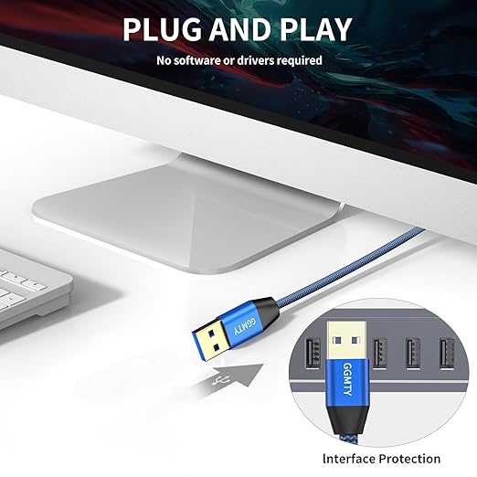 USB to USB Cable 3FT,Durable Braidedfor USB 3.0 Male to Male Type A to Type A Cable Data Transfer Compatible with Hard Drive, Laptop, DVD Player, TV, USB 3.0 Hub, Monitor, Camera