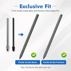 No Wore Out Titanium Alloy Replacement Fine Tips 1 Pcs & 10 Pcs Soft Felt Nibs Combo Set fit for Kindle Scribe Basic and Premium Pens Digital Pen, Smooth Ballpoint Note Taking Backup Nibs