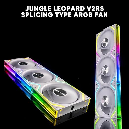 Jungle Leopard Interstellar V2 RS 120mm Case Fan Infinity Mirror Module Daisy-Chain ARGB Fan Triple Pack Suitable PC Cooling Fans 360mm AIO Cooler(White-3Pack)