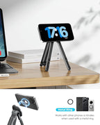 Viozon Portable Laptop Stand for Desk & Travel, Magnetic Phone Holder Tripod, Compatible with 10–16" Laptops and 4–13" Phones/Tablets, Compact Foldable Aluminum Alloy, 8-Level Height Adjustment