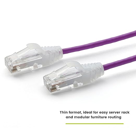 TRUECABLE Cat6 Component Rated Patch Cable, Unshielded (U/UTP), 7ft, Purple, 28AWG Solid Copper, Snagless 10G High-Speed Ethernet Cable, PoE++ 4PPoE 100W, UL Listed, RoHS-3, 1 Pack