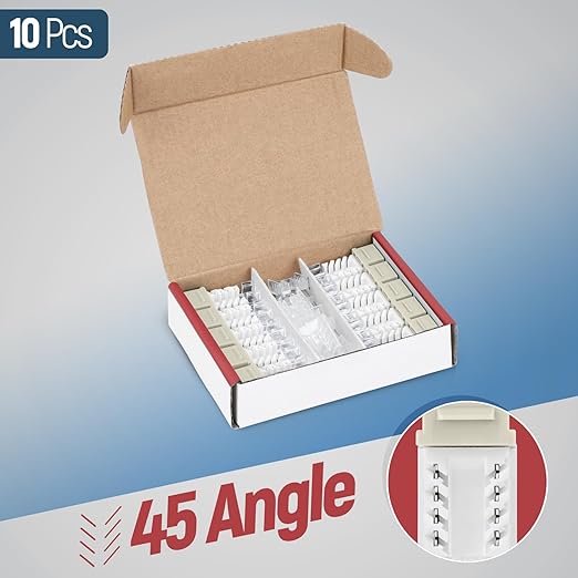Everest 45° Angled RJ45 Cat6 Keystone Jacks 10-Pack in Ivory - Slim Profile Female RJ45 Connectors - Cat 6 Keystone Jack - Compatible with 45° Angled Speed Termination Tool - 45Term (B0BL3GS7ZY)