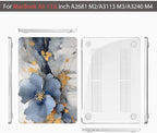 Teryeefi Compatible with A2681 A3113 A3240 MacBook Air 13.6 inch Case M2 M3 M4 Release 2022-2025,Protective Slim Cover + Keyboard Cover+OTG Adapter for 13.6 inch MacBook Air Liquid Retina, Art Florals