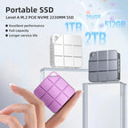 MAIWO 1TB Portable External Solid State Drive Build-in M.2 2230 PCIe NVMe SSD, USB C 3.2 Up to 1050MB/s, Mini Cute PSSD for iPhone 15 16 Pro Max MacBook Pro Air, Aluminum (Pinkish Purple)
