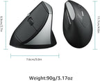 Rapoo EV250 Silent Vertical Ergonomic Mouse, 2.4G Wireless Optical Mouse, 800/1000/1200/1600 DPI, Quiet Clicks, 5 Buttons, Compatible with Windows/Mac OS/iPad OS, Laptop, PC - Black