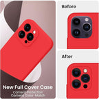 FireNova for iPhone 14 Pro Case, Silicone Upgraded [Camera Protection] Phone Case with [2 Screen Protectors], Soft Anti-Scratch Microfiber Lining Inside, 6.1 inch, Red