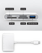 USB C SD Card Reader, USB-C to SD MicroSD XD Picture MS Memory Stick Cards, Type C 5 Slots Memory Card Adapter for iPhone 15 iPad Mac Laptop MacBook and Android Galaxy More USBC Devices