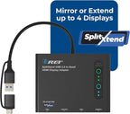 OREI SplitExtend HDMI Splitter Extended Display for Quad Monitor - Multi-Monitor Display 5 Separate Screens - USB-C Adapter to HDMI 2.0, 4K@30Hz Outputs - Windows and Mac Compatible