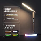 NEEWER Entry Level Version LED Desk Lamp with USB A Output, 3 Modes/5 Brightness Levels/4 RGB Effects/CRI85, LCD for Temp/Date/Time/Alarm, Eye Caring Touch Table Light for Home Office/Reading, N20