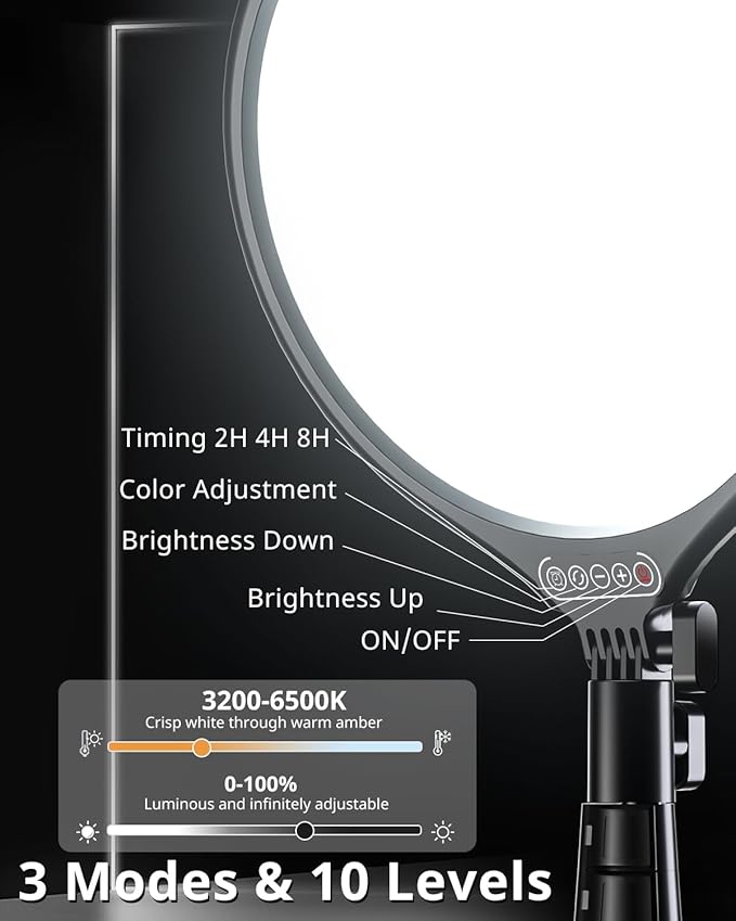 UBeesize 10" LED Light with 62" Tripod Stand, Phone Holder & Remote for iPhone, Video, TikTok, YouTube, Live Streaming, Makeup