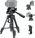 NEEWER Entry Level Version Mini Desk Phone Tripod Compatible with iPhone for Video Recording, Small Compact Table Top DSLR Camera Camcorder Webcam Stand, 3 Way Pan Tilt Head & Cell Phone Holder, TP52