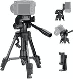 NEEWER Entry Level Version Mini Desk Phone Tripod Compatible with iPhone for Video Recording, Small Compact Table Top DSLR Camera Camcorder Webcam Stand, 3 Way Pan Tilt Head & Cell Phone Holder, TP52