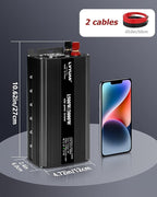 LVYUAN 1500W Power Inverter 24V to 110V DC to AC with 2 US Sockets, LED Display, USB Ports for Home, Truck, Outdoor, Camping