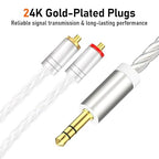 Premium HiFi IEM Cable - Silver-Plated 3.5mm to MMCX Cord, Lossless-Sound in-Ear Monitor Cables for Vibes 201/202, Shure SE215/315/425/535/846-Silver (HC001)