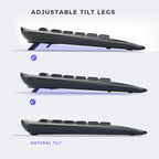 Wireless Keyboard and Mouse Set with Quiet Keys, 2.4G Full Size Ergonomic Keyboard with Wrist Rest, Protective Covers, Soft Touch Silent Design for Windows, Computer, PC and Laptop