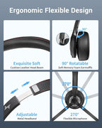 Wireless Headset with AI Noise Cancelling Microphone Bluetooth Headset - Bluetooth V5.2 Headphones with USB Dongle, Charging Base & Mic Mute for Computer/Laptop/PC/iPhone/Android/Cell Phones