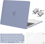 MOSISO Compatible with MacBook Air 13 inch Case 2025 2024 2023 2022 M4 A3240 M3 A3113 M2 A2681, Plastic Hard Shell&Keyboard Cover&Screen Film&Type C for MacBook Air 13.6 inch Case, Lavender Gray