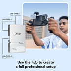 Lexar 1TB Professional Go Portable SSD w/Hub, Supports Apple 4K 60fps ProRes, Up to 1050MB/s, USB 3.2 Gen 2, Rugged, IP65, Ultracompact, Compatible w/iPhone 15/16, External SSD (LSL400S001T-RNSNU)