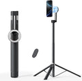 TODI 65" Magnetic Tripod for iPhone with Remote, Selfie Stick for iPhone Magsafe, Cell Phone Tripod Stand for Recording, Travel Tripod Compatible with 16/15/14/13/12 Series (Black Silver)