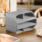 Fanousy 360° Rotating Remote Control Holder, PU Leather TV Remote Caddy Organizer Basket Storage Box with 5 Compartments for Pen, Pencil, Art Supplies, Makeup Brush, Office Desk Table Accessories