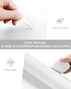 YSAGi Non-Slip Leather Desk Pad, Waterproof Laptop Computer Desk Keyboard Mat, Table Protector Blotter Mat, Large Mouse Pad for Office/Work/Home/Decor(White, 31.5" x 15.7")