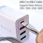 Metal Braided Wire USB C to USB C Cable 6ft, 2Pack, 60W 3A, Stainless Steel, Strong Durable Wire, Tangle Free, Pets Chewing Proof, Silver
