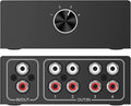 4-Way Stereo L/R Sound Channel Bi-Directional Audio Switcher, 1 in 4 Out or 4 in 1 Out, L/R Sound Channel Audio Switch Splitter RCA Stereo Switch Selector for DVD Stereo Speaker CD Player