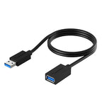 SABRENT 22AWG USB 3.0 Extension Cable A Male to A Female [Black] 3 Feet (CB-3030) (Pack of 3)