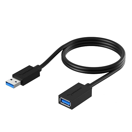 SABRENT 22AWG USB 3.0 Extension Cable A Male to A Female [Black] 3 Feet (CB-3030) (Pack of 3)