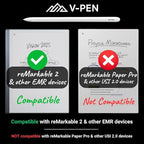 V-Pen EMR Stylus Remarkable 2 Pen Replacement with Digital Eraser + 5 Tips | 4096 Pressure Level Sensitivity & Palm Rejection | Digital Pen Marker Plus Compatible Kindle Scribe & Tablet Pen | White