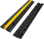 CXRCY Cable Protector Ramp 4 Pack of 1-Channel Rubber Hose Ramp, 22046Lbs Capacity Heavy Duty Speed Bumps Hose Cord Protector Ramps for Driveway&Outdoor/Wire/Hose/Pipe Hider