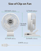 GEHEN Small Clip on Fan, 3-Speed Fan with Strong Airflow, USB-Powered Clip & Desk Fan with Sturdy Clamp, Ultra Quiet for Office Dorm Bedroom Stroller