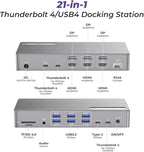 Thunderbolt 4 Dock with DisplayLink - USB-C/A MacBook Docking Station, Chrome, Windows 10/11 Compatible - 21 Ports, Dual/Triple/Quad/5 Monitor Support - 40Gbps, 150W Charging, 8K/4K Display
