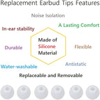 36 Pieces Medium Earbud Tips Soft and Comfortable Ear Bud Replacement Pieces Silicone Fit Most in-Ear Headphones，Inner Hole 3.8mm -5.5mm，Medium Clear White Replacement Eartips
