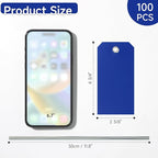 100 Pieces Plastic Shipping Tags with Wires Blank Labeling Tags Waterproof Hang Tags with Reinforcement Hole Durable Wire Tags Labels Stacking Tags for Equipment Parts (Dark Blue, 4 3/4" x 2 3/8")