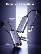 UGREEN USB to Ethernet Adapter 2.5Gb, Ethernet Adapter, Aluminum, USB 3.0 to RJ45 Computer Network Internet LAN Dongle for Laptop, Compatible for MacBook Air/Pro, XPS, Windows, macOS