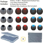 Replacement Earbud Tips Earbud Covers Silicone Tips Ear Gels Fit for Inner Hole from 3.8mm - 5.1mm Earphones 9 Pairs S/M/L