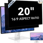 [2 Pack] 20 Inch Computer Privacy Screen for 16:9 Aspect Ratio Widescreen Monitor, Eye Protection Anti Glare Blue Light Computer Monitor Privacy Filter, Removable Anti-Scratch 20in Protector Film