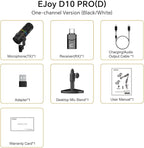 COMICA D10 Pro D Wireless/XLR/USB Dynamic Microphone with Receiver Desktop Stand- Dual Channel Cardioid Mic, 45H Battery, RGB Lights, CalMix Denoise for Gaming/Streaming/PD(PC, PS4/5, Mac,Phone)-Black