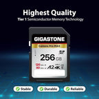 [5-Yrs Free Data Recovery] GIGASTONE 256GB 2-Pack SD Card, 4K Camera Pro MAX, A2 4K SDXC Memory Card High Speed 4K UHD Video Compatible with Canon Kodak Digital Camera, with 2 Mini case