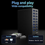 8 Bay Hard Drive RAID Enclosure with Cooling Fan for 2.5/3.5" SATA HDD/SSD with USB A/C 3.0＋eSATA Cable, 3.5 Hard Drive Enclosure Supports 160TB Capacity, 8 RAID Modes, DAS(NO NAS)