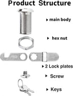 Cabinet Cam Locks Keyed Alike, 1-1/8'' Fits on7/8'' Max Door Thickness, Secure File Drawer Mailbox RV Storage Replacement Set, Zinc Alloy (1-1/8 Inch 6Pcs)