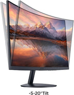 KOORUI 24 inch Curved Monitor, Full HD 1080P Curved Computer Monitor, 100Hz 1500R PC Screen, HDMI VGA, Tilt Adjustment, LCD Display, Eye Care, Black 24N5CA