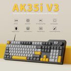 AJAZZ AK35I V3 104-Key Full Size Wired Gasket Mount Gaming Keyboard with Multimedia Buttons & Knob Control | Five Layer Pad | OEM Profile PBT Keycaps | Blue Backlit Custom Keyboard
