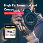 [5-Yrs Free Data Recovery] GIGASTONE 256GB 2-Pack SD Card, 4K Camera Pro MAX, A2 4K SDXC Memory Card High Speed 4K UHD Video Compatible with Canon Kodak Digital Camera, with 2 Mini case