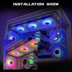 Jungle Leopard Interstellar V1 120mm PC Reverse Blade Case Fan, Infinity Mirror Module Daisy-Chain 5V ARGB PWM PC Fan Triple Pack Suitable for Computer Case & CPU Cooling(Black-3 Pack)
