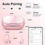 Wireless Earbuds Bluetooth 5.3 Headphones Sports, 48Hrs Playtime Bluetooth Earbuds with CVC 8.0 Mic, 2025 Stereo Bass Over Ear Bud with Earhooks, LED Display, IP7 Waterproof Earphon for Running Rose