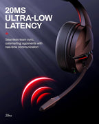 acer Wireless Gaming Headset, PS5 Headset with 2.4GHz for Ps5, Ps4, PC, Switch, Bluetooth 5.3 + 100Hrs Gaming Headphones with Noise Canceling Mic for Laptop, Mobile, Mac, 50mm Drivers (Red)